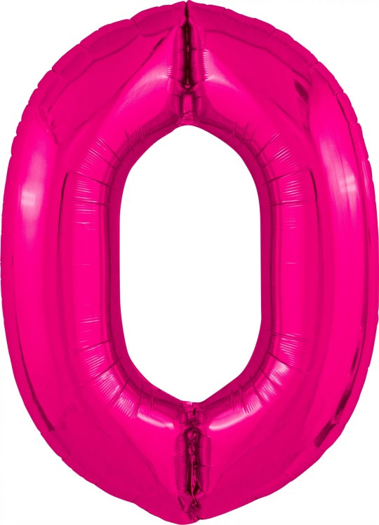Шар (40''/102 см) Цифра, 0 Slim, Фуксия 