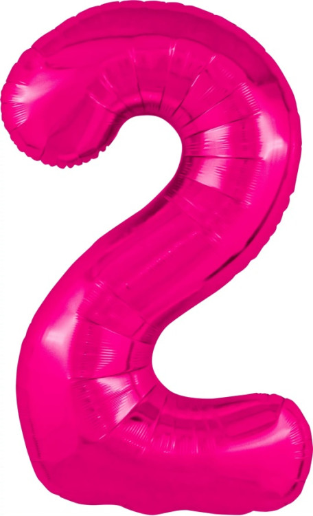 Шар (40''/102 см) Цифра, 2 Slim, Фуксия 