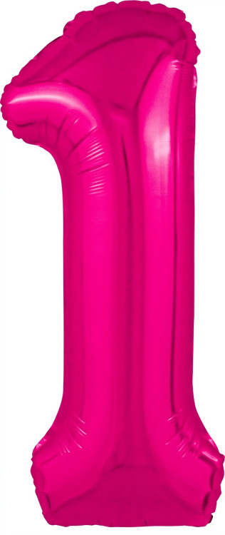Шар (40''/102 см) Цифра, 1 Slim, Фуксия 