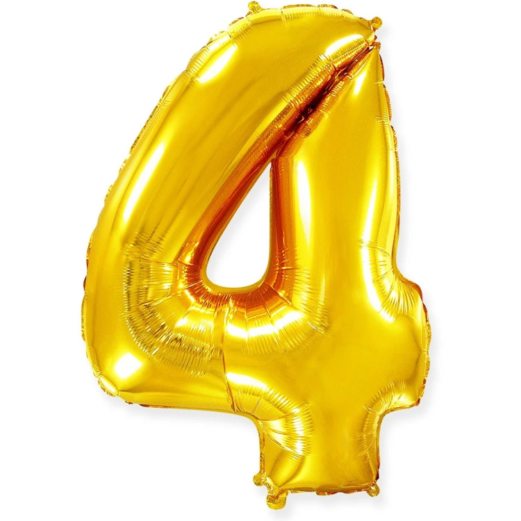 Шар (40''/102 см) Цифра, 4, Золото
