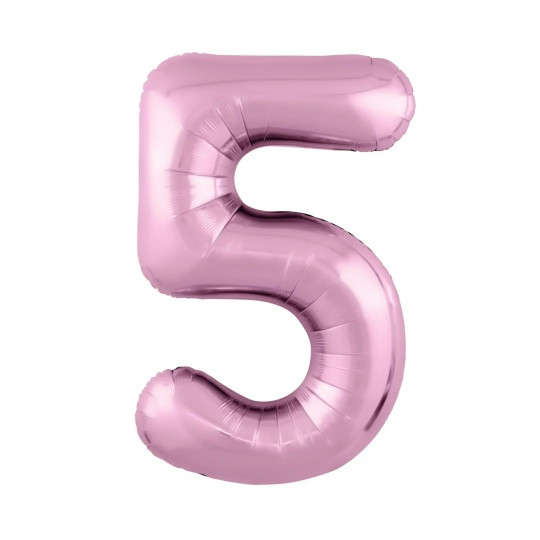 Шар (40''/102 см) Цифра, 5 Slim, Фламинго
