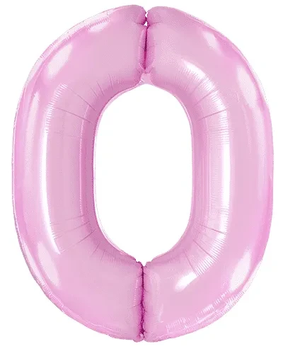 Шар (40''/102 см) Цифра, 0, Нежно-Розовый