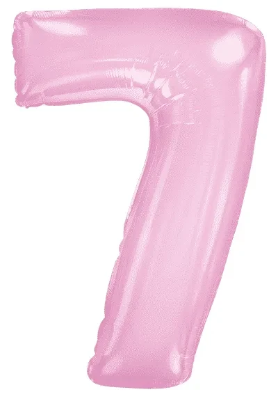Шар (40''/102 см) Цифра, 7, Нежно-Розовый