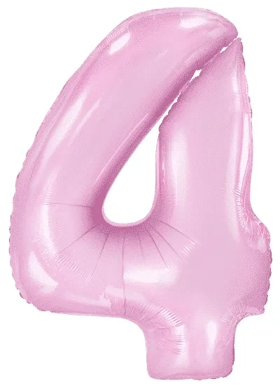 Шар (40''/102 см) Цифра, 4, Нежно-Розовый