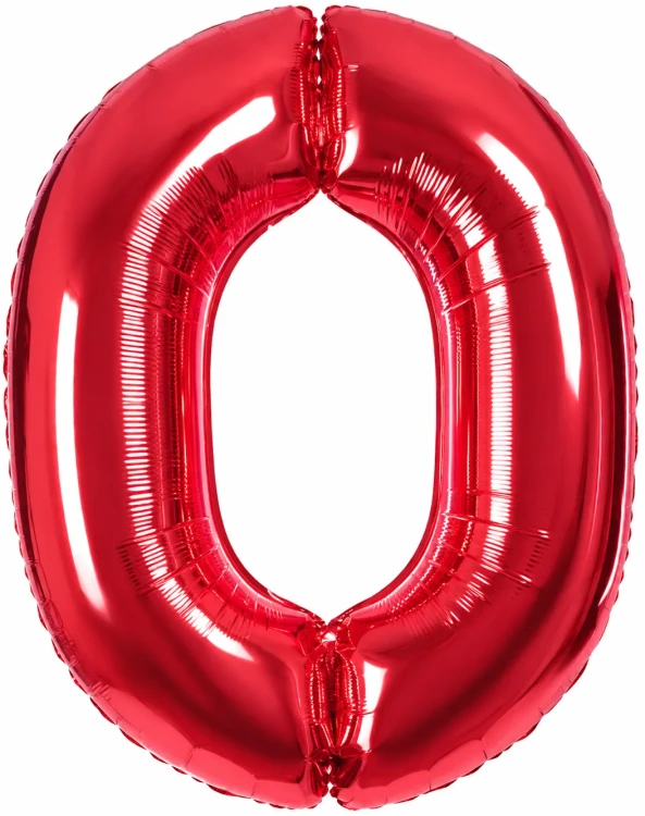 Шар (40''/102 см) Цифра, 0, Красный